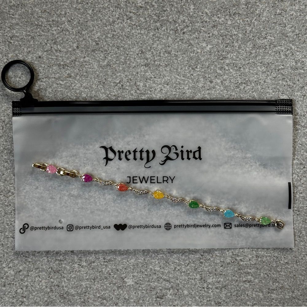 NEW Yellow Gold Pear Shaped Multicolor Galaxy Candy Stones 6.5” or 7.5” Bracelet - Picture 16 of 16